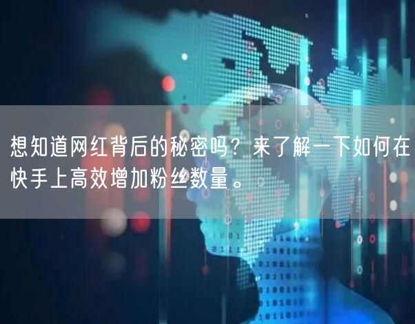 想知道网红背后的秘密吗？来了解一下如何在快手上高效增加粉丝数量。