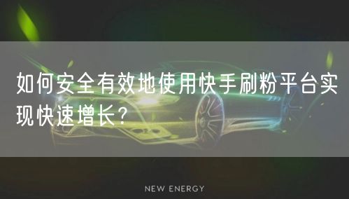如何安全有效地使用快手刷粉平台实现快速增长？