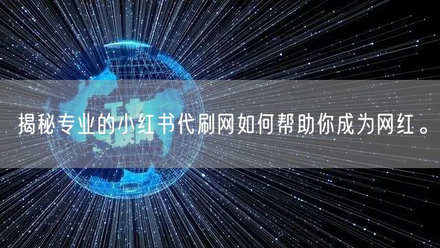 揭秘专业的小红书代刷网如何帮助你成为网红。