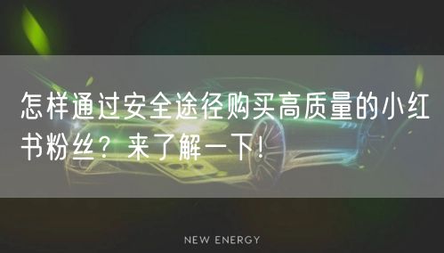 怎样通过安全途径购买高质量的小红书粉丝？来了解一下！