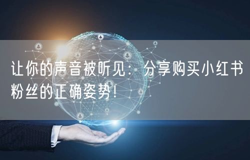 让你的声音被听见：分享购买小红书粉丝的正确姿势！