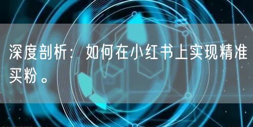 深度剖析：如何在小红书上实现精准买粉。