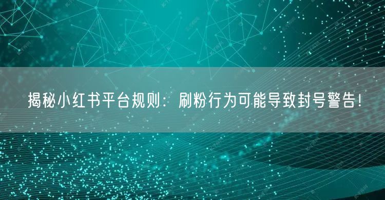 揭秘小红书平台规则：刷粉行为可能导致封号警告！