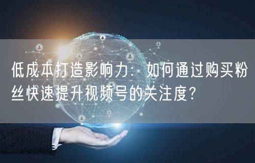 低成本打造影响力：如何通过购买粉丝快速提升视频号的关注度？