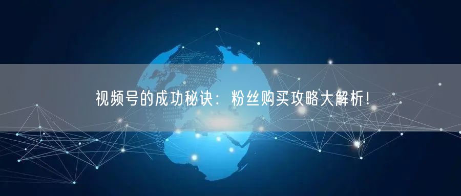 视频号的成功秘诀：粉丝购买攻略大解析！