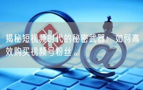 揭秘短视频时代的秘密武器：如何高效购买视频号粉丝。