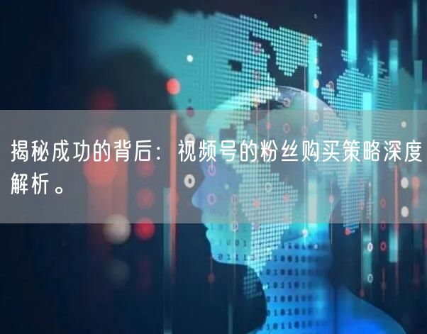 揭秘成功的背后：视频号的粉丝购买策略深度解析。