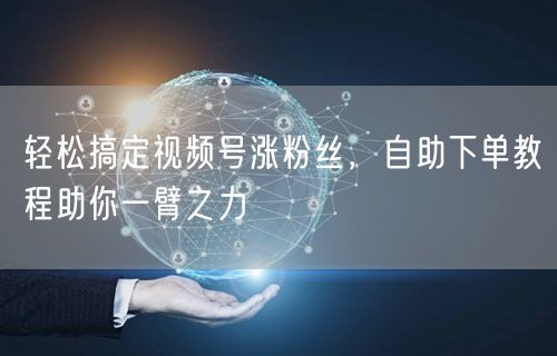 轻松搞定视频号涨粉丝，自助下单教程助你一臂之力