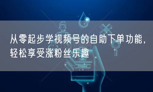 从零起步学视频号的自助下单功能，轻松享受涨粉丝乐趣