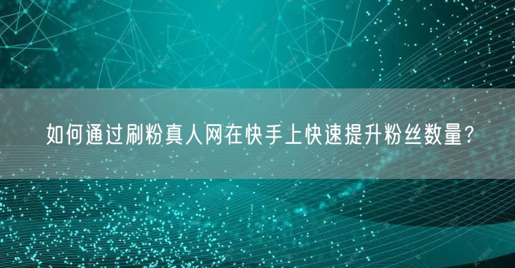 如何通过刷粉真人网在快手上快速提升粉丝数量？