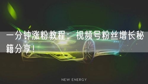 一分钟涨粉教程：视频号粉丝增长秘籍分享！