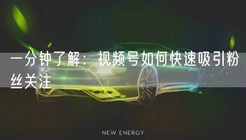 一分钟了解：视频号如何快速吸引粉丝关注