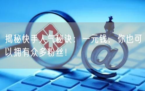 揭秘快手人气秘诀：一元钱，你也可以拥有众多粉丝！