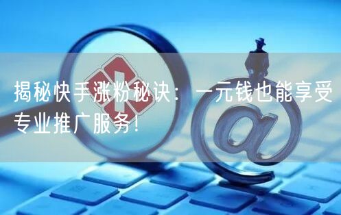 揭秘快手涨粉秘诀：一元钱也能享受专业推广服务！