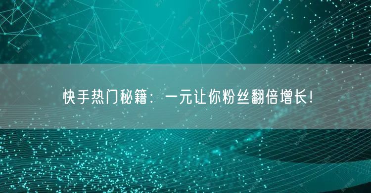 快手热门秘籍：一元让你粉丝翻倍增长！