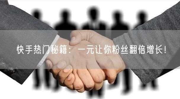 快手热门秘籍：一元让你粉丝翻倍增长！