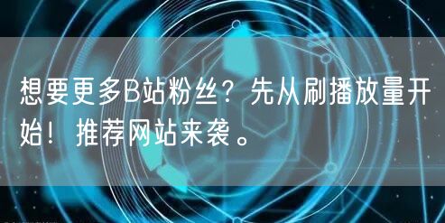想要更多B站粉丝？先从刷播放量开始！推荐网站来袭。